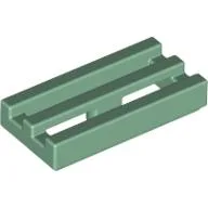 Tile Special 1 x 2 Grille with Bottom Groove / Sand Green