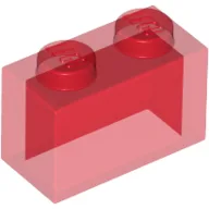 Brick 1 x 2 without Bottom Tube / Trans-Red