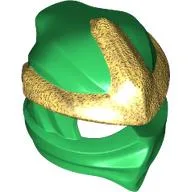 Wrap with Forehead Ridge with Gold 3 Point Emblem, Bow in Back Pattern / Green