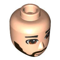 Minidoll Head Male, Dark Brown Beard, Brown Eyes Print / Light Nougat