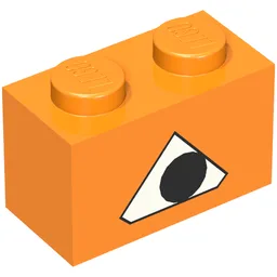 Brick 1 x 2 with Pumpkin Jack O' Lantern Eye Print / Orange