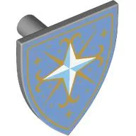 Shield Triangular with White Diamond, Gold Decorations on Medium Blue Background Print