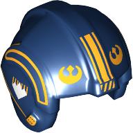 Lego Helmet Rebel Pilot, Center Ridge with bright Light Orange Markings print / Dark Blue