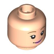 Lego Minifig Head Bo Peep, Dark Tan Eyebrows, Bright Pink Lips, Smile, Open Mouth/Closed Mouth / Light Nougat