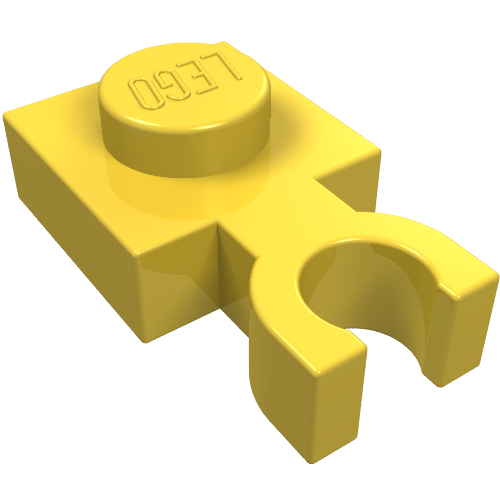 Lego Plate Special 1 x 1 with Clip Vertical [Thin U Clip] / Yellow