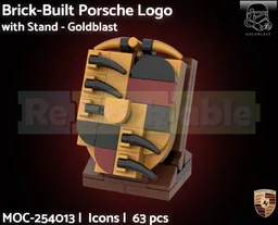 Brick-Built Porsche Logo with Stand