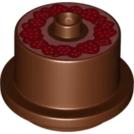 Duplo Food 2 x 2 Round Cake with Stud on Top, Strawberry Print / Reddish Brown