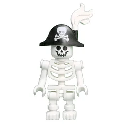 Skeleton, Standard Face, Bicorne Hat with Skull and Crossbones and White Plume