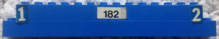 Lego Stickered Assembly 16 x 1 x 2 with White Number 1 and 2 and Black 182 Pattern Model Left Side (Stickers) - Set 182