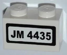 Brick 1 x 2 with 'JM 4435' on White Background Pattern (Sticker) - Set 4435