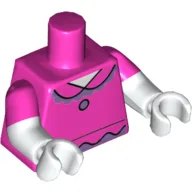Torso, Dual Molded Arms, Shirt with Collar, Lavender Ruffles and Button Print, Dark Pink Sleeves Pattern, White Arms and Hands / Dark Pink