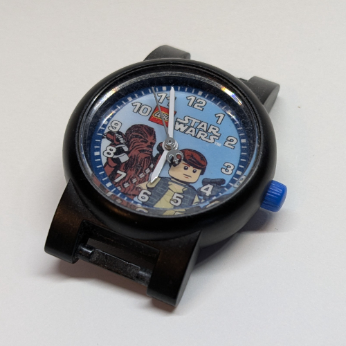 Lego Watch Face with 'LEGO Star Wars' Logo, Silver Circle, Han Solo and Chewbacca Print / Black