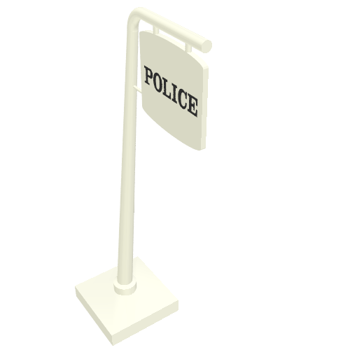 Lego Road Sign Cantilever Curved with 'POLICE' Print / White
