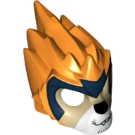 Mask Lion with Tan Face, Crooked Smile and Dark Blue Headpiece Print / Orange