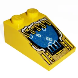 Brick Sloped 33° 3 x 2 with Divers Bubbles Print / Yellow