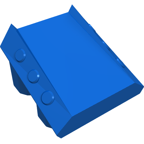 Lego Brick Sloped 2 x 2 No Studs, with 3 Side Pistons Raised Edges / Blue