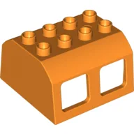 Duplo Train Locomotive Cabin Roof 2 x 4 Studs, 4 Medium Windows / Orange