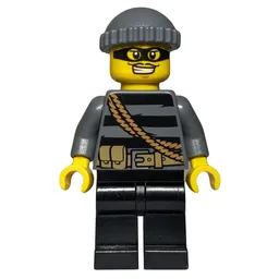 Criminal, Black Striped Top with Rope, Dark Bluish Gray Hat, Black Eyemask