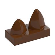 Lego Tile Special 1 x 2 with Two Vertical Teeth / Tooth / Reddish Brown