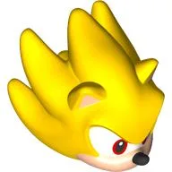 Minifig Head Special, Super Sonic with Light Nougat Face, White/Red Eyes, Open Mouth Print / Yellow