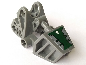 Lego Bionicle Foot with Ball Joint Socket 3 x 6 x 2 1/3, Rounded Tops with Dark Green Cover and White Triangle Pattern (Sticker) - Set 8100