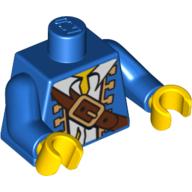 Lego Torso Jacket, Open over Torn White Shirt, Crossbelt Print, Blue Arms, Yellow Hands / Blue