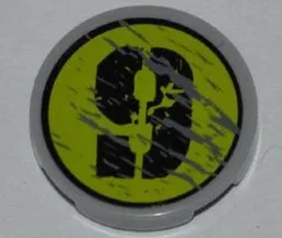 Tile, Round 2 x 2 with Splatters and Black '9' on Lime Backgound Pattern Model Left Side (Sticker) - Set 8708