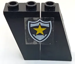Stickered Assembly 4 x 1 x 3 with Police Yellow Star Badge Pattern Model Right Side (Sticker) - Set 6483