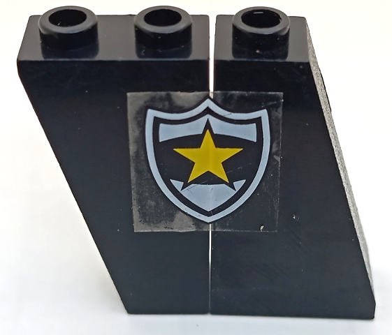 Lego Stickered Assembly 4 x 1 x 3 with Police Yellow Star Badge Pattern Model Right Side (Sticker) - Set 6483