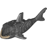 Lego Animal Body Part, Shark Body with Bones and Gills with Dark Tan Teeth (Ghost / Zombie) Print / Pearl Titanium