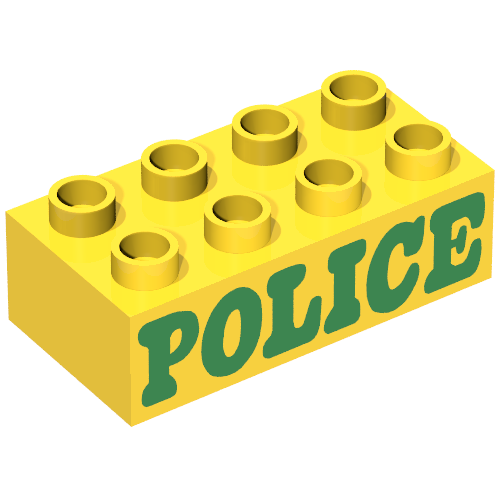 Lego Duplo Brick 2 x 4 with 'POLICE' Print / Yellow
