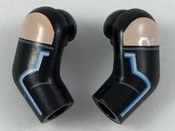 Arm, (Matching Left and Right) Pair with Light Nougat Shoulder and Blue Line Pattern / Black