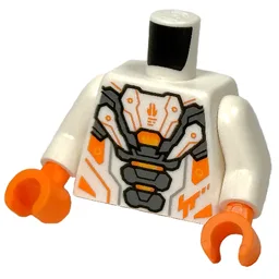 Torso, Armor, Silver Panels, Orange Markings Print, White Arms, Orange Hands