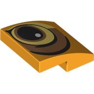Lego Brick Curved 2 x 2 x 2/3 with Lion Eye print / Bright Light Orange