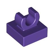Lego Tile Special 1 x 1 with Clip with Rounded Edges / Dark Purple