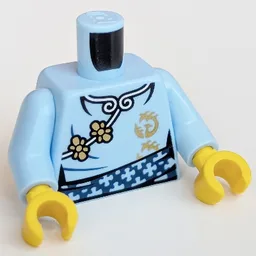 Torso Robe with Gold Flowers Print Bright Light Blue Arms, Yellow Hands / Bright Light Blue