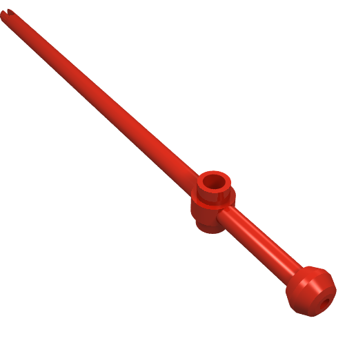 Lego Bar 12L with Open Stud, Towball, and Top Slit [Boat Mast] / Red