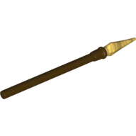 Lego Weapon Pike / Spear Elaborate with Pearl Gold Tip / Dark Brown