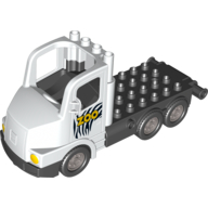 Lego Duplo Truck Large Cab with Black 4 x 8 Flatbed Plate and Zoo Print