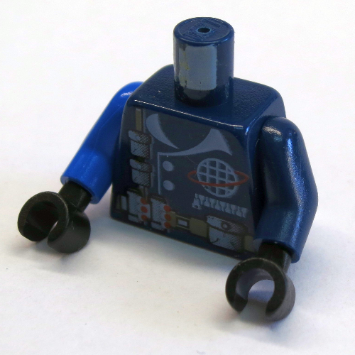 Lego Torso Alpha Team Logo, Utility Belt and Pouches Print, Dark Blue Arms, Black Hands / Dark Blue