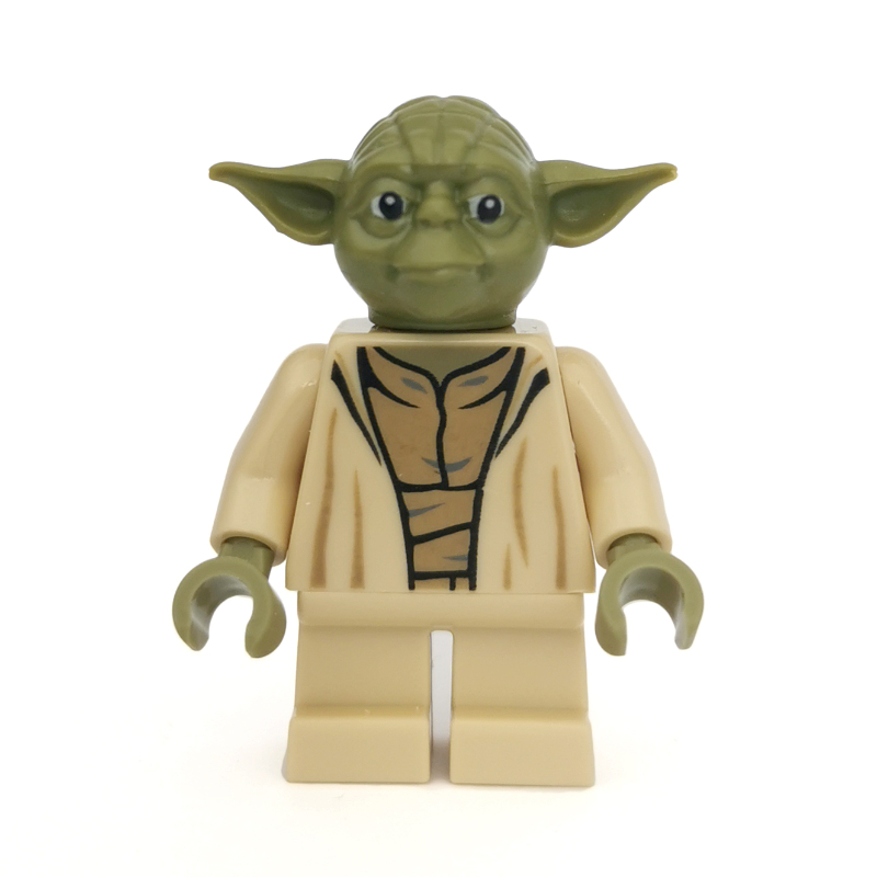 Lego Yoda, Olive Green Head, Dark Tan Undershirt, Thick Creases