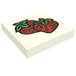 Tile 2 x 2 with Fabuland Strawberry Print / White