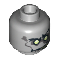 Lego Minifig Head Zombie Groom, White Eyes, Yellowed Teeth, Angry Print [Hollow Stud] / Light Bluish Gray