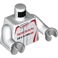 Torso Racing Jacket, Red Trim, 'NISSAN NISMO' Print, White Arms, Light Bluish Gray Hands / White