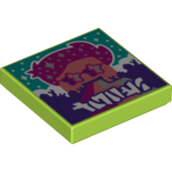 Lego Tile 2 x 2 with Rainbow Stripes print / Lime