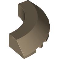 Lego Brick Round Corner 5 x 5 x 1 Slope, Bottom Cut Outs, No Studs, Flat Top / Dark Tan