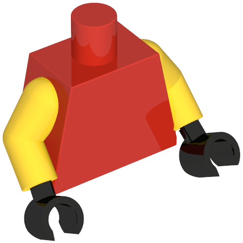 Lego Torso, Ninja Robes, Gold/Dark Red Trim, Asian Style Symbols print, Yellow Arms, Black Hands / Red