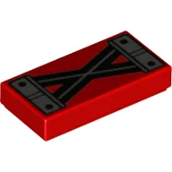 Tile 1 x 2 with Dark Bluish Grey Steel, Black Beams in X-Shape Print
