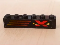 Brick 1 x 6 with X-Treme Team Logo Right Pattern (Sticker) - Set 6567