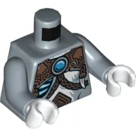 Torso Fur, Glowing Bones, Copper Armor with Rivets, Chains and Blue Round Jewel (Chi) Print, Sand Blue Arms, White Hands / Sand Blue